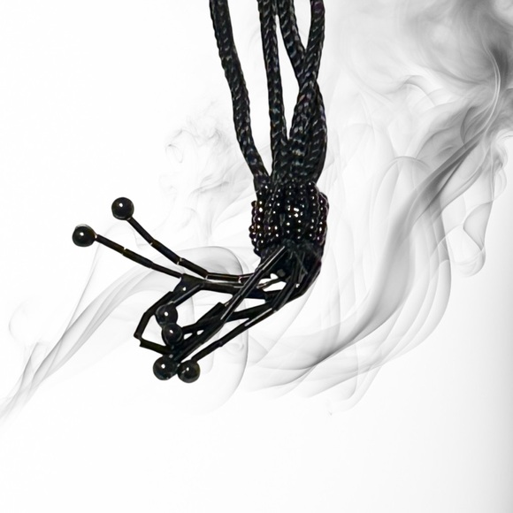 Gorgeous Beaded Bag Satchel Crossbody Black Beads Evening Flapper - Picture 6 of 10